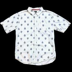 One Resolution Clothing Camp Shirt Mens White Gray Calavera Print Skull Sz L